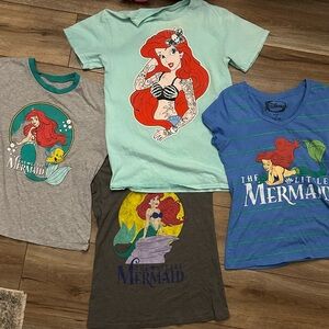 Women’s Little Mermaid Ariel tshirt bundle. Shirts range from medium to large.